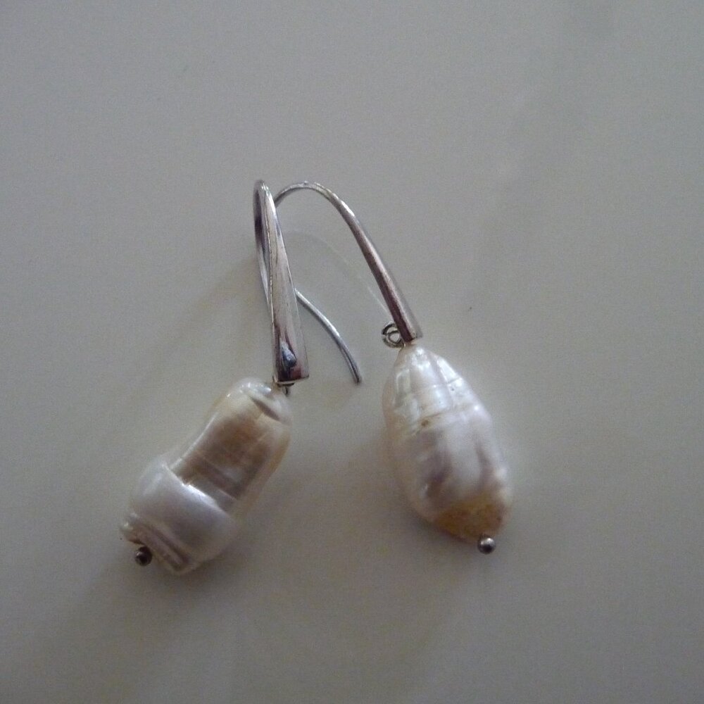 ITALIAN DESIGNER SILVER WITH BIG BAROQUE PEARLS EARRINGS  NEW NO TAGS